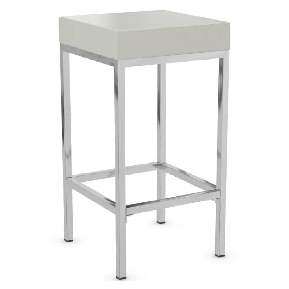 netfurniture Ernest Kitchen Bar Stool White Padded Seat Chrome Frame 4