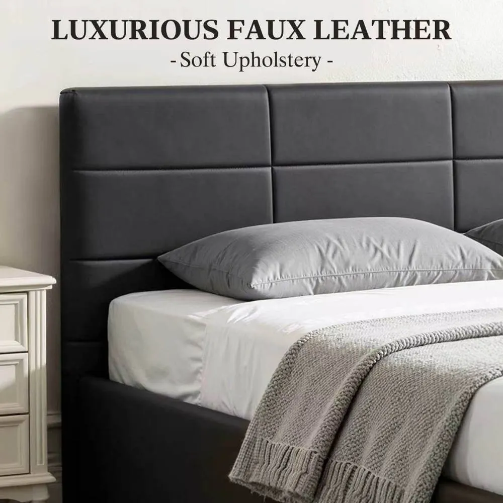 Comfy Living Ltd PU Faux Leather Gas Lift Ottoman Bedframe in Black 5