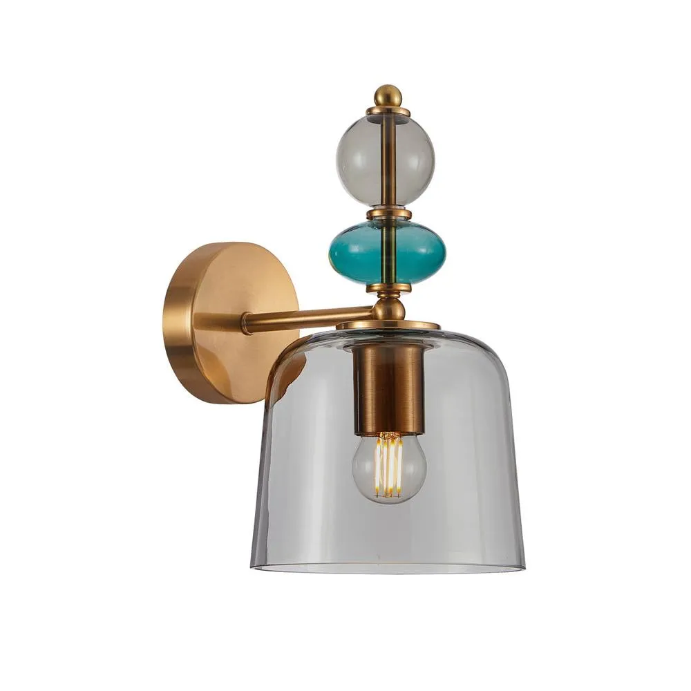 Netlighting Namos Wall Lamp Brass with Smoked Shade in Gold