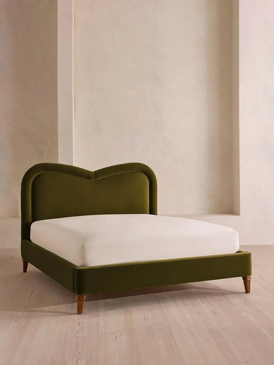 Keira Bed, King, Velvet, Olive