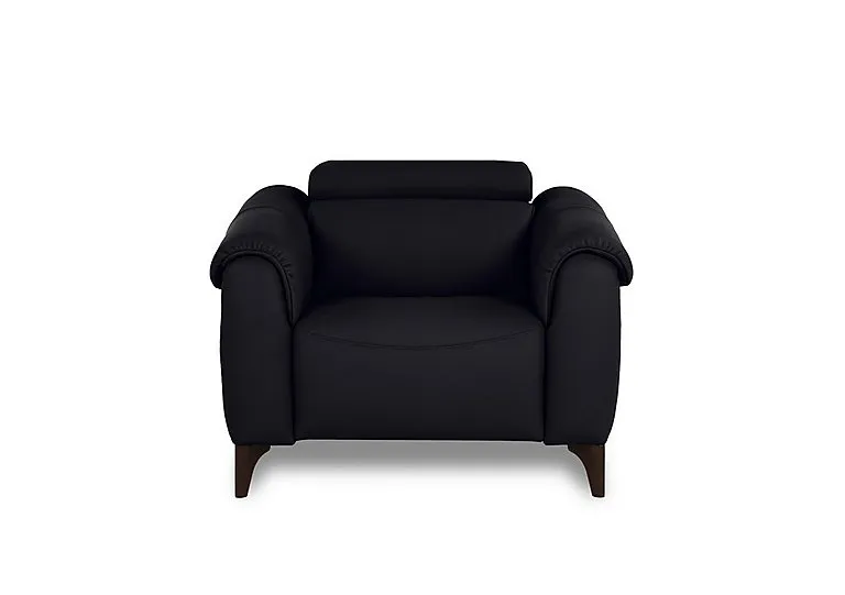 Nicole Leather Power Recliner Armchair with Power Headrest and Power Lumbar - Torello Nero - Sofas and Armchairs - In Time for Christmas