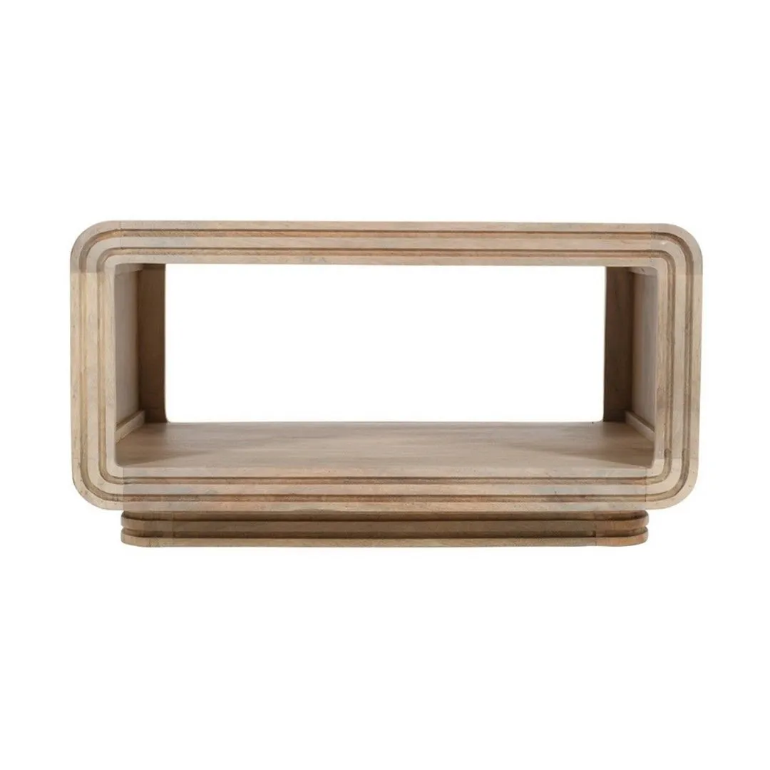Indian Hub Hudson Carved Coffee Table - Mango Wood - L55 x W85 x H45 cm in Brown