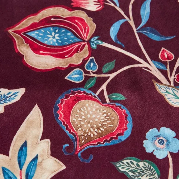 Delilah Purple Floral Fruit Tree Luxury Velvet Duvet Cover & Pillowcase Set 3