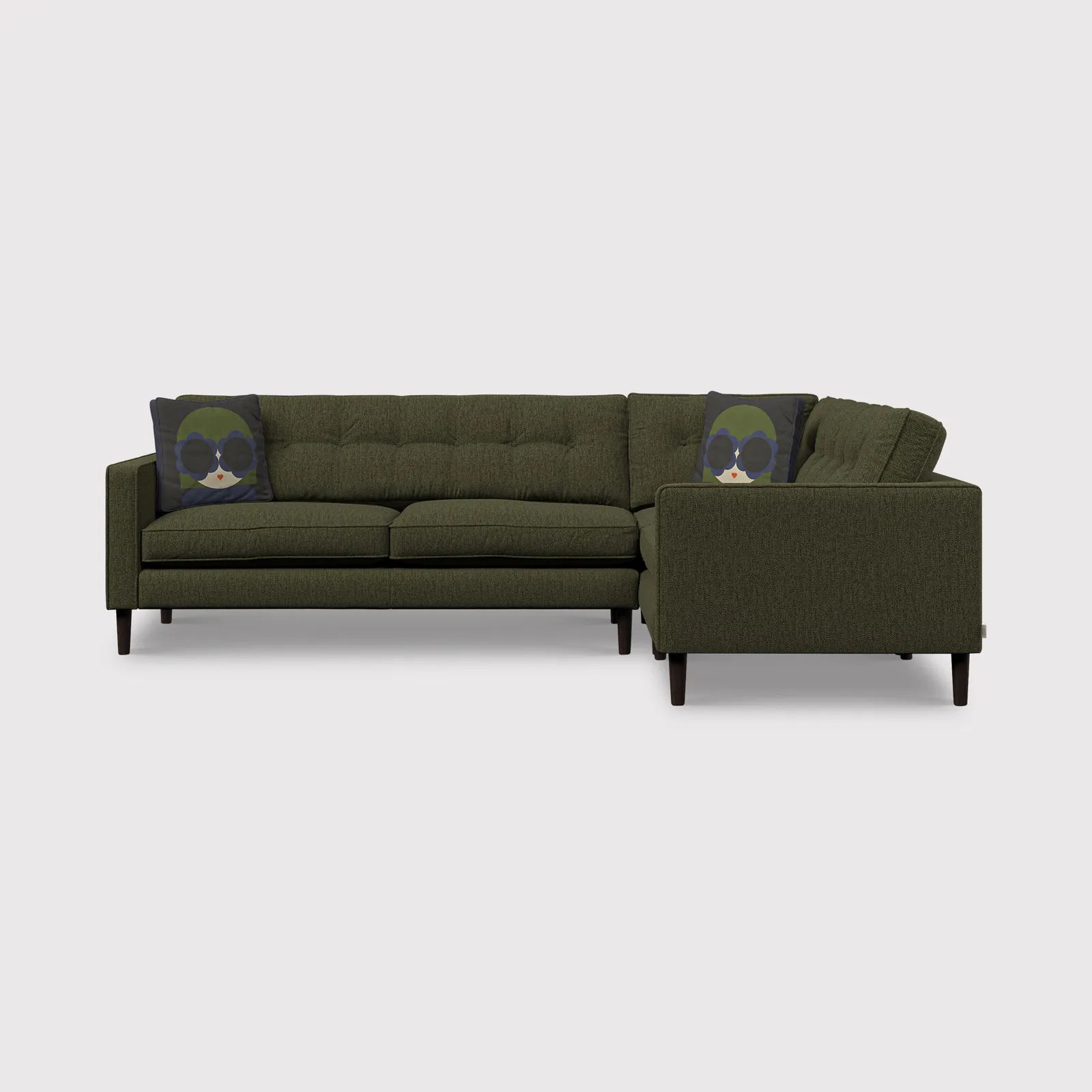 Orla Kiely Ebben Lhf Corner Sofa, Green Fabric | Barker & Stonehouse 1