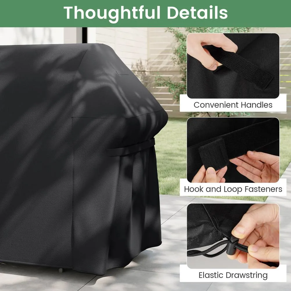Costway Grill Cover Heavy Duty Waterproof BBQ Cover with Dual Handles in Black 5