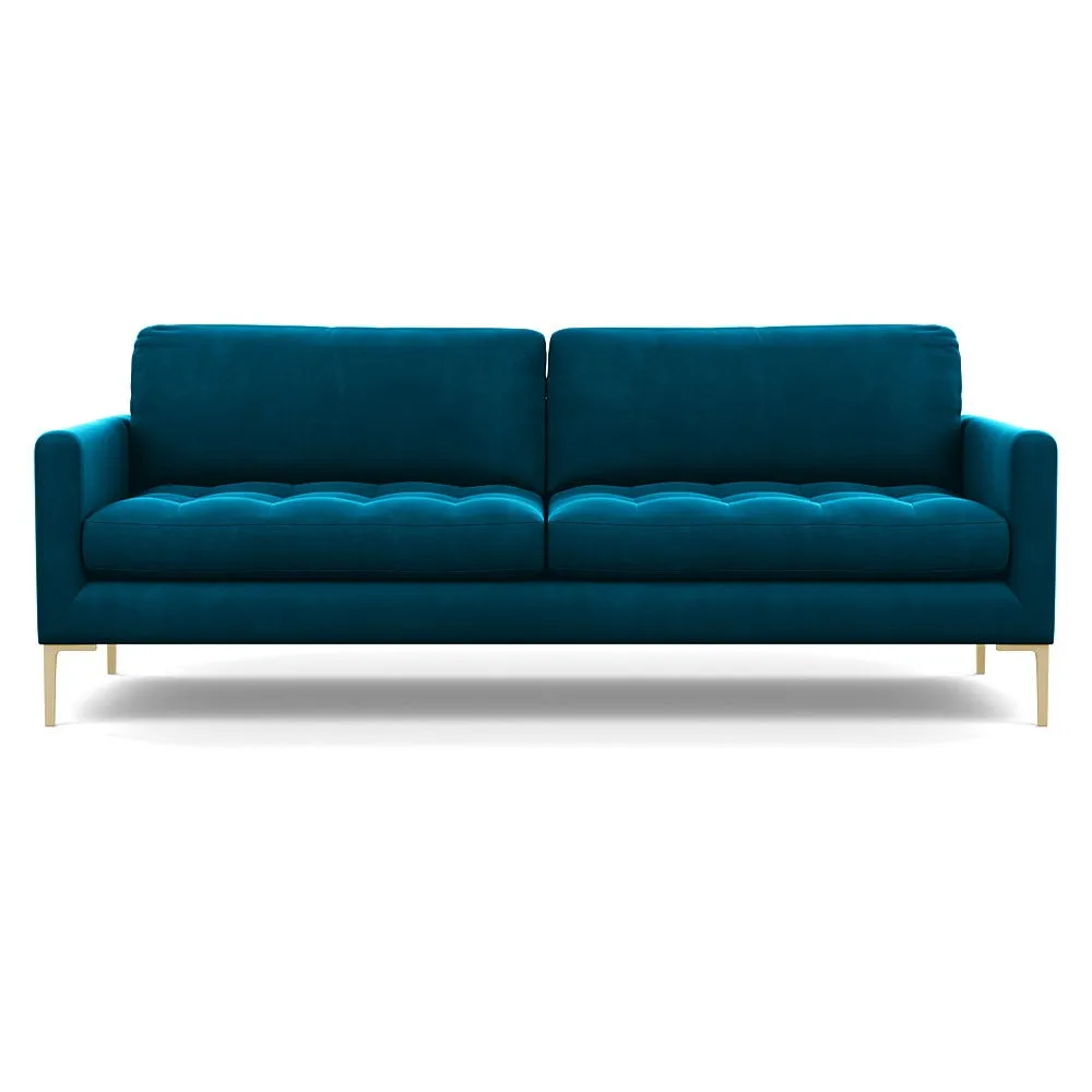 Heal's Eton 4 Seater Sofa Velvet Teal Brass Feet 1