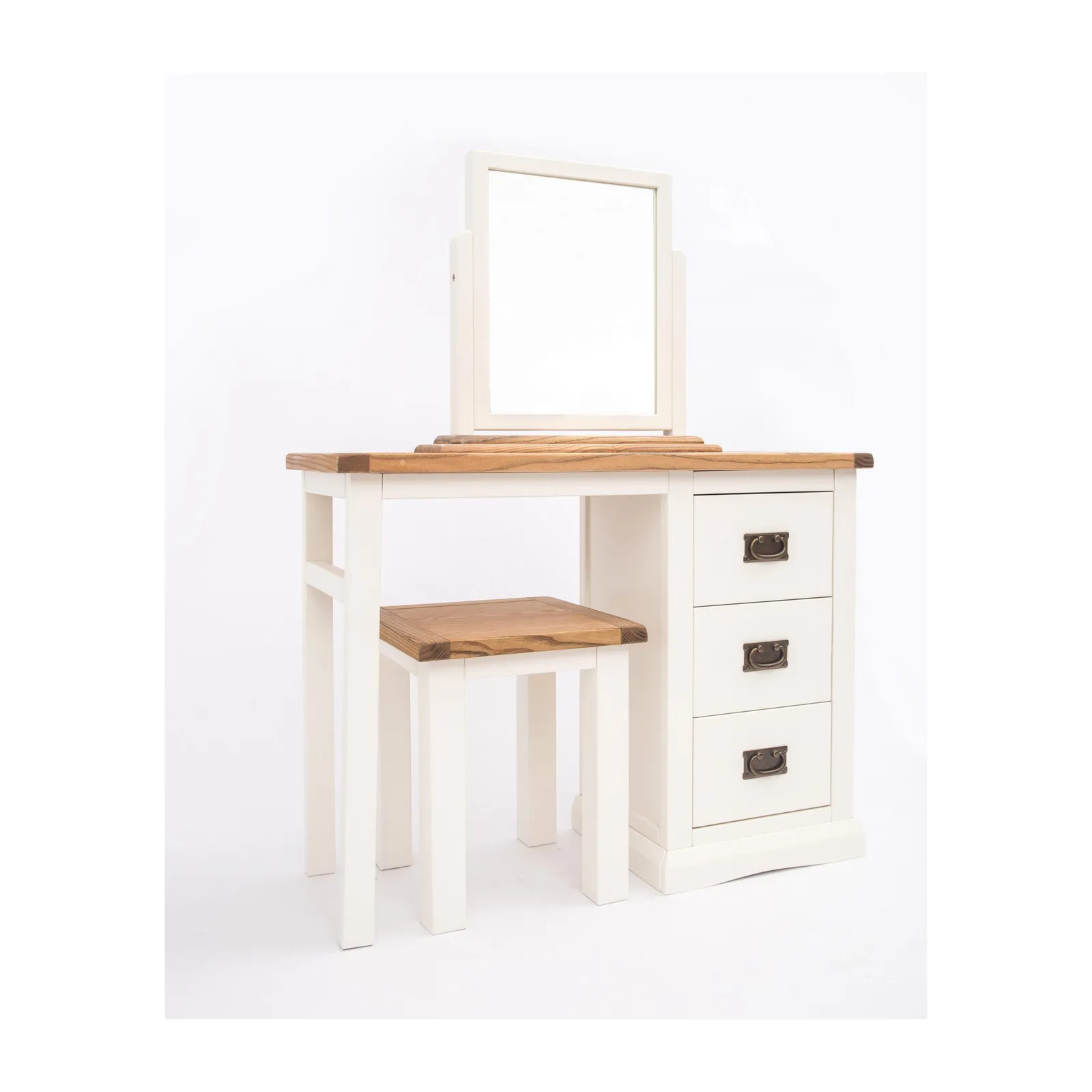 Cabinet Bits Cosenza 3 Drawer Dressing Table Set Brass Drop Handle in Off-White 2