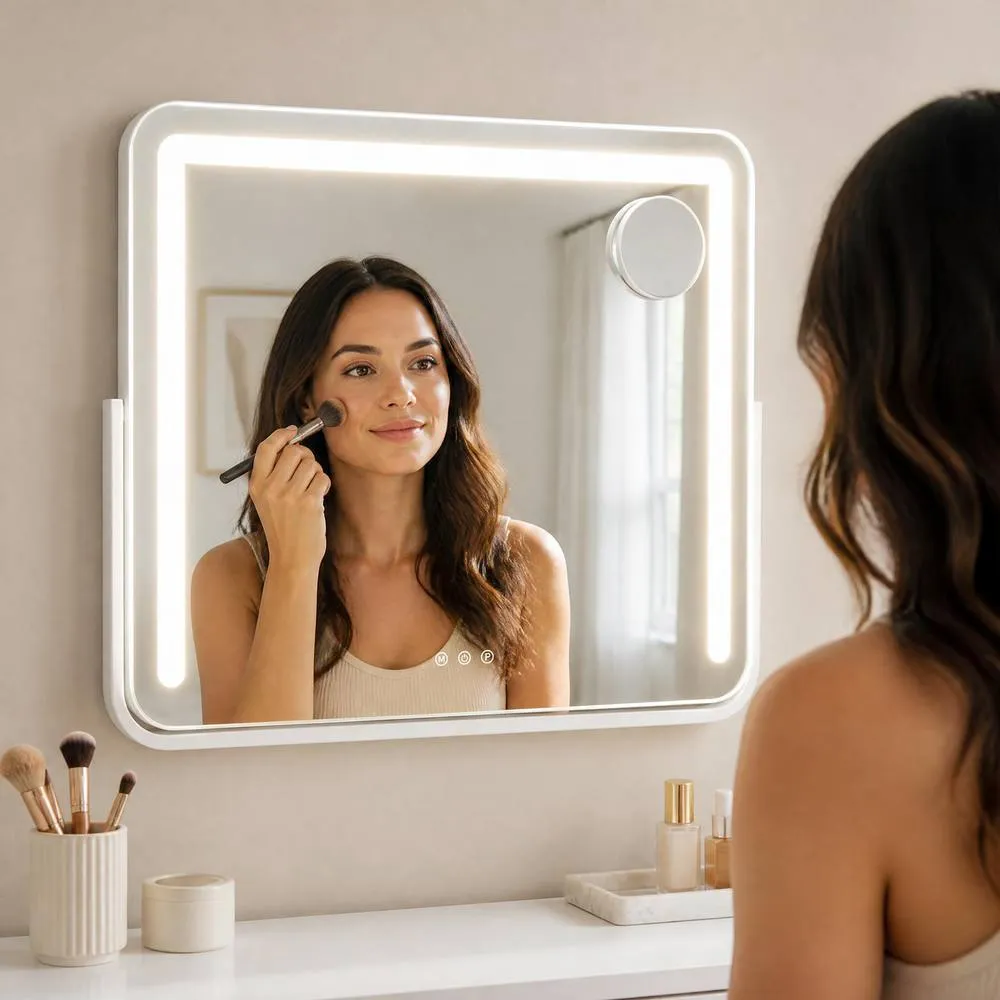 Costway Swivel Vanity Mirror LED Lights White Makeup Mirror 3