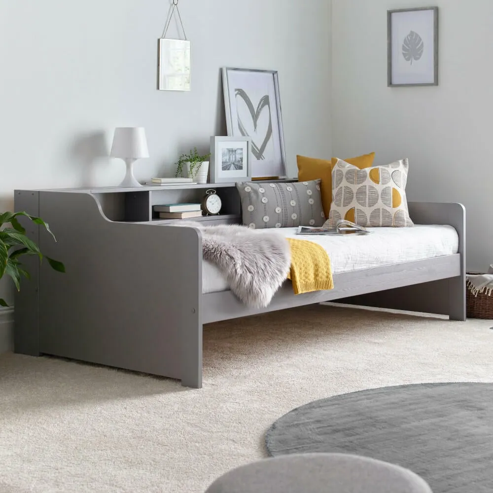 Tyler - Single Day Bed - Guest Grey - Wooden - 3ft - Happy Beds 1
