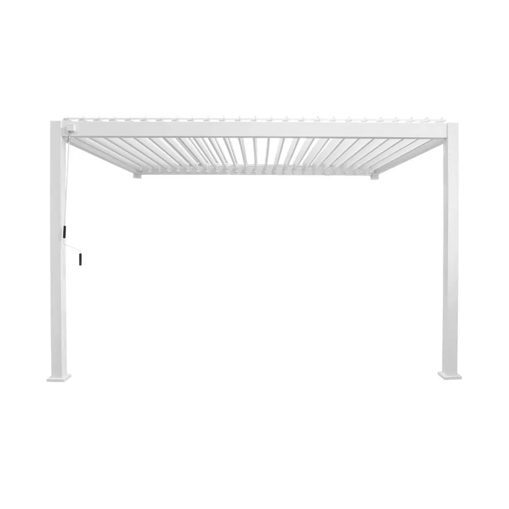 sweeek Lean to pergola with louvered roof aluminium 4 x 3m in White 3
