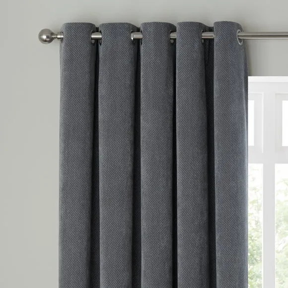 Soft Chenille Herringbone Eyelet Curtains