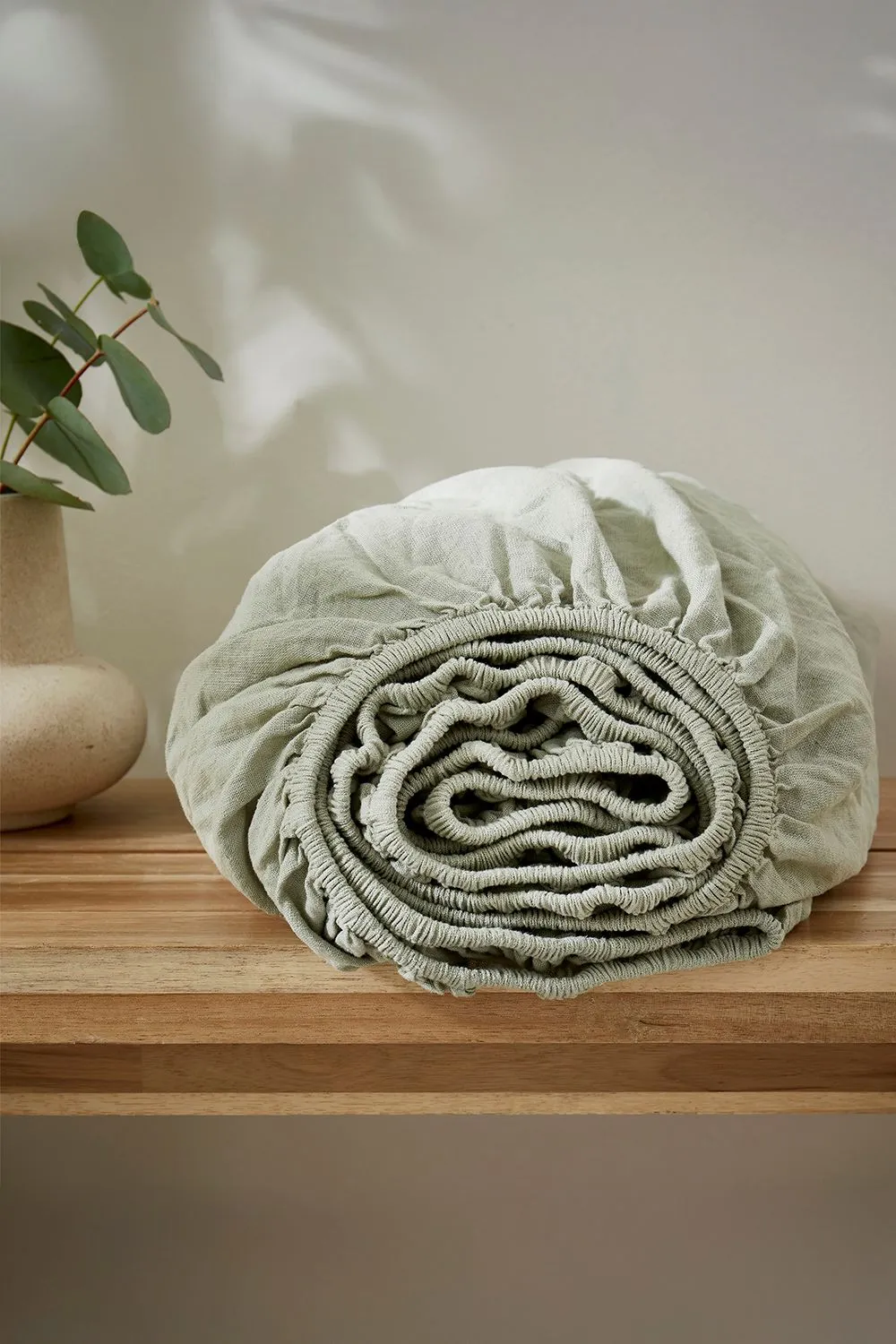 Martex Touch of Linen Fitted Sheet in Pale Green 2
