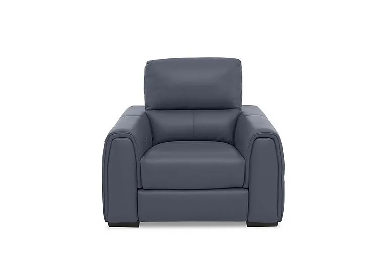 Flex Leather Power Recliner Armchair with Storage Arms - BV Ocean Blue