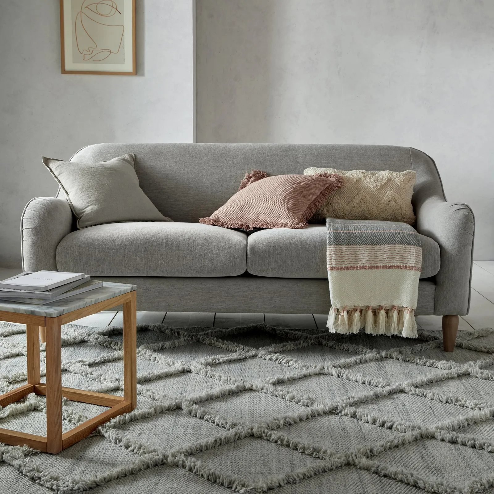 Thea Fringe Rug Silver
