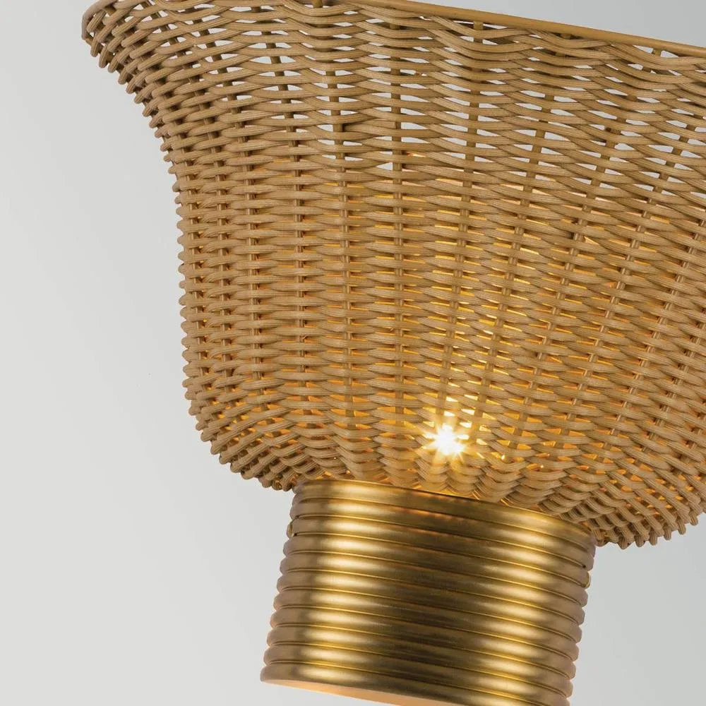 Netlighting Kai Wall Light Brushed Gold & Rattan 4
