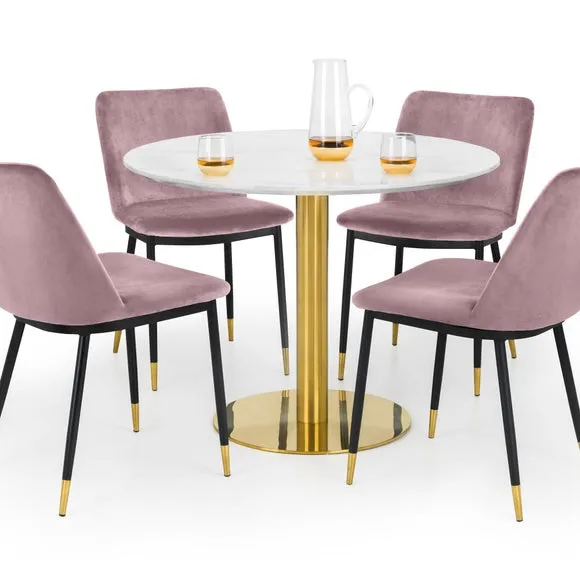 Palermo 4 Seater Round Pedestal Dining Table, White 4