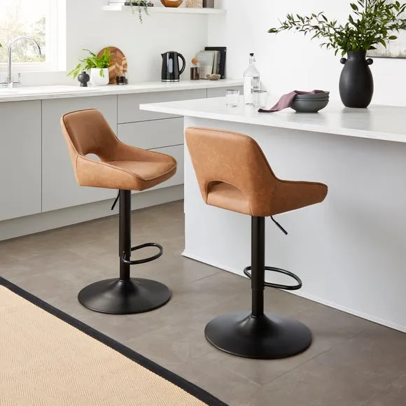 Harlan Height Adjustable Barstool, Faux Leather 2