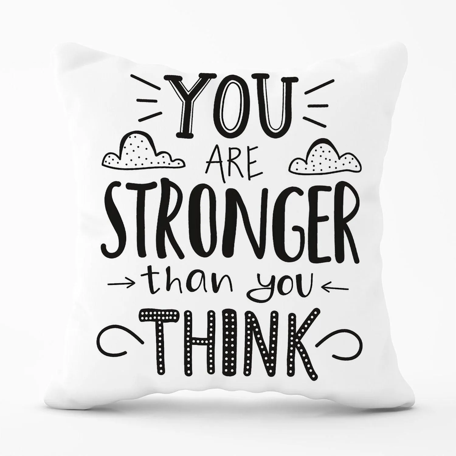 Warren Reed - Designer You Are Stronger Than You Think Outdoor Cushion in Black