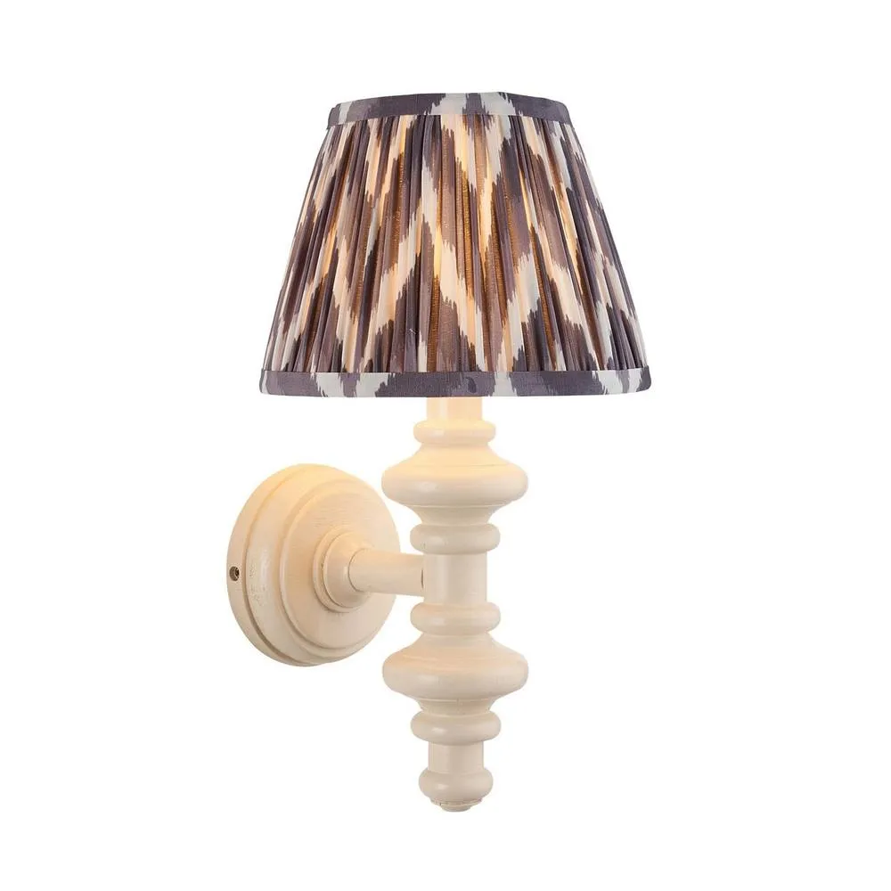 Netlighting Carnaby Almond White Wall Light Grey Fabric Zigzag Shade 20cm B22
