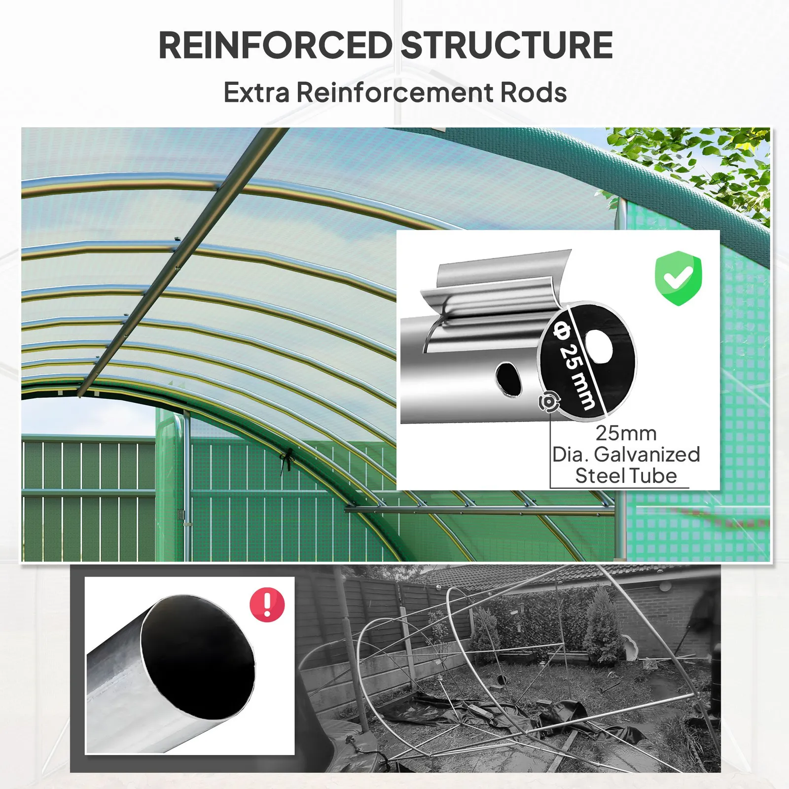 OUTSUNNY Tunnel Greenhouse, Upgraded Structure, Hinged Doors, 4 x 3(m) in Green 5