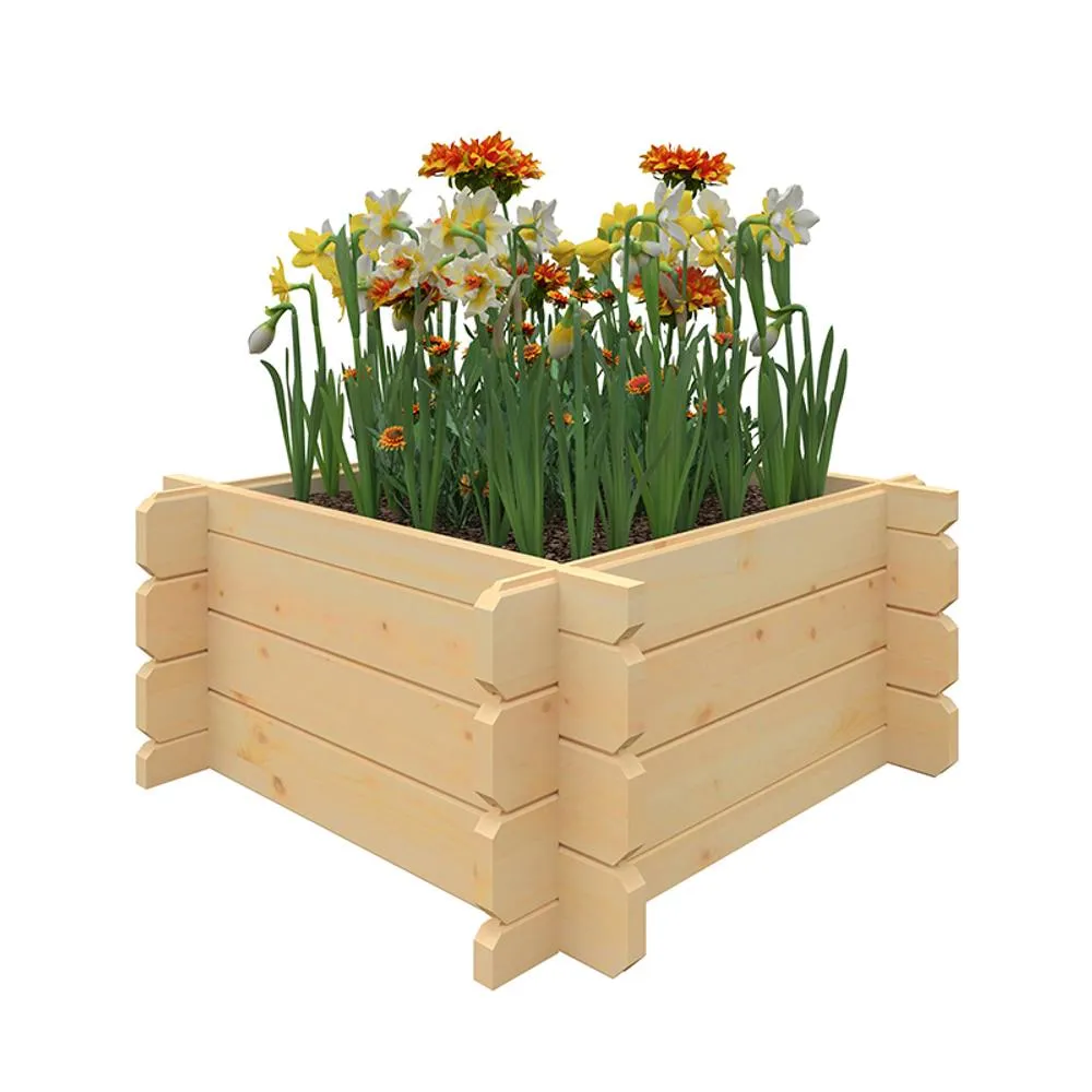 Buttercup Farm 3x3w Raised Bed 19mm Swift - L90 x W90 x H40.4 cm in Natural 2
