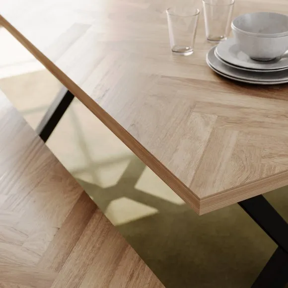 Ezra II 6 Seater Rectangular Dining Table with 2 Benches 3