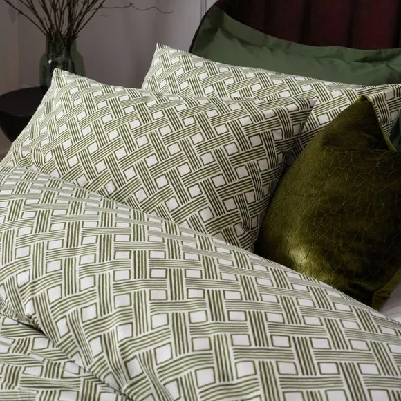HÖEM Alexa Cotton Rich Duvet Cover & Pillowcase Set, Green 2