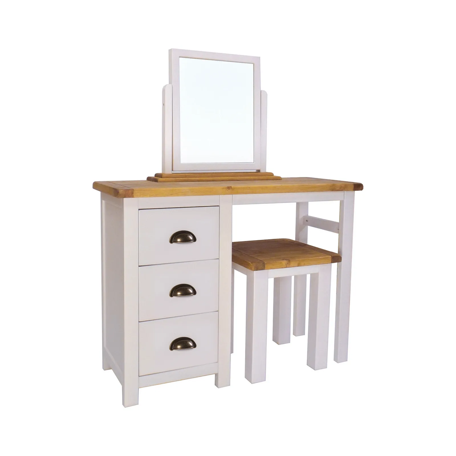 Cabinet Bits Argenta 3 Drawer Dressing Table Set Brass Cup Handle in Light Grey