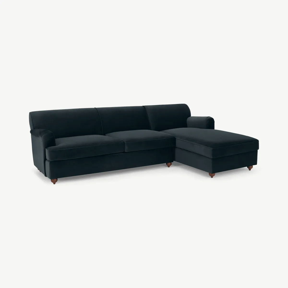 Orson Right Hand Facing Chaise End Sofa Bed, Midnight Grey Velvet