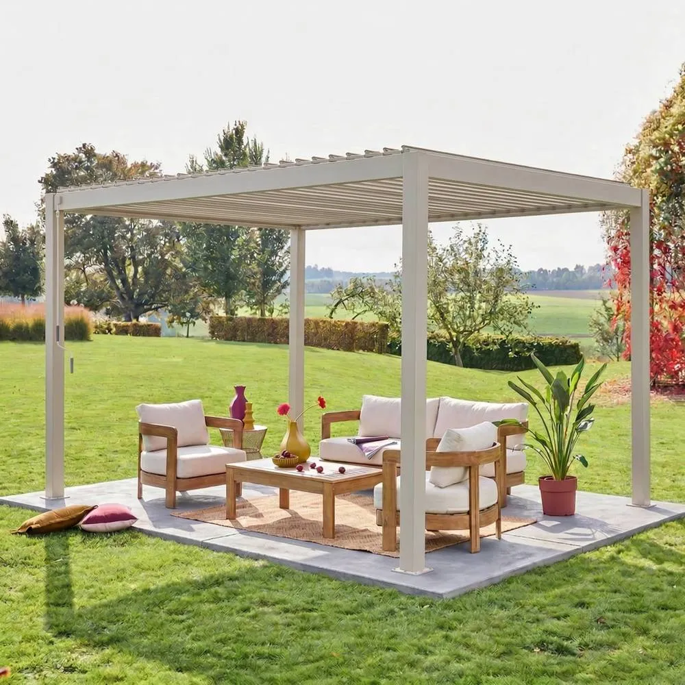 sweeek Louvered pergola aluminium 4 x 3m in Beige 1