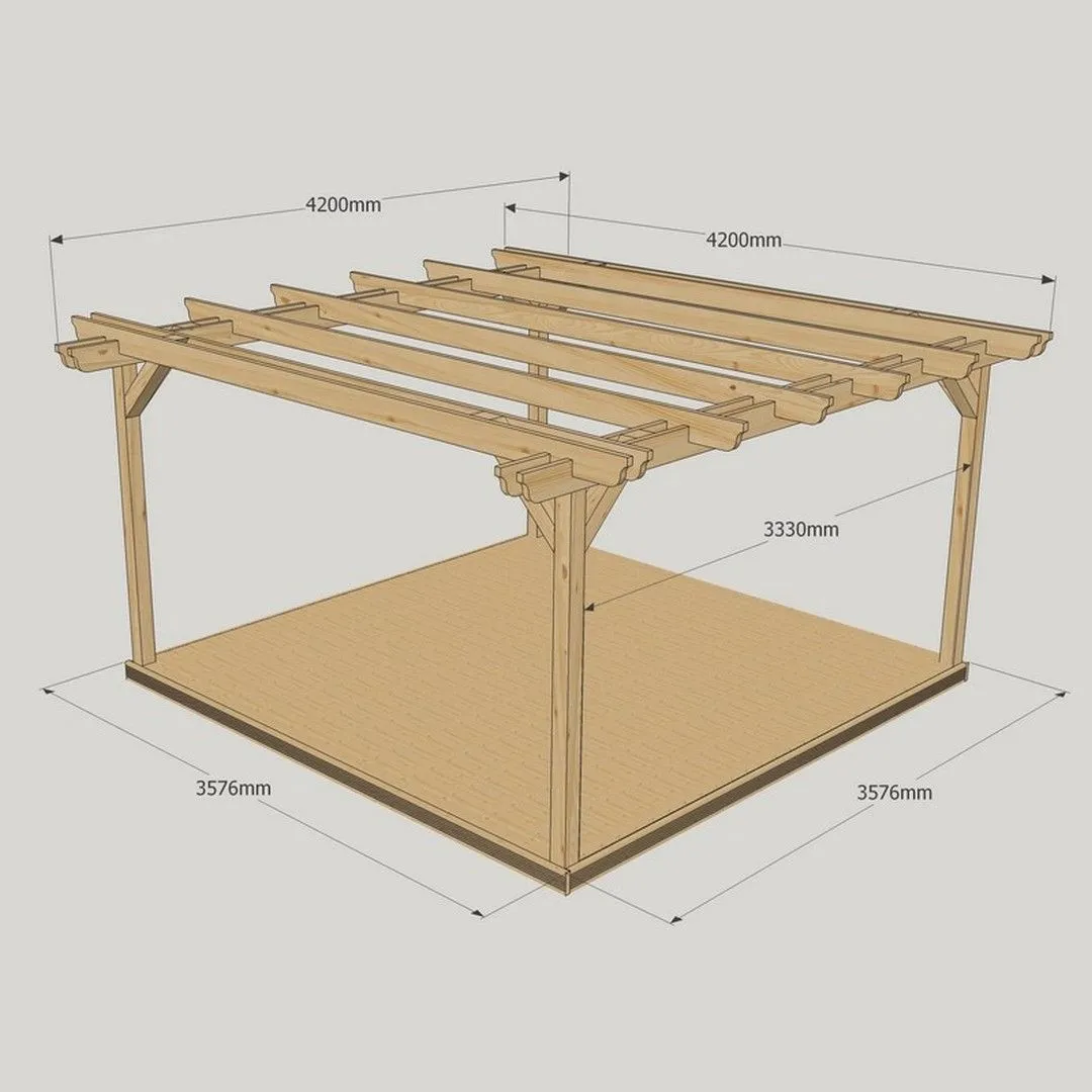 Rutland County Garden Furniture Ltd Double Garden Pergola & Decking Kit, L420 x W420cm, Light Green 3