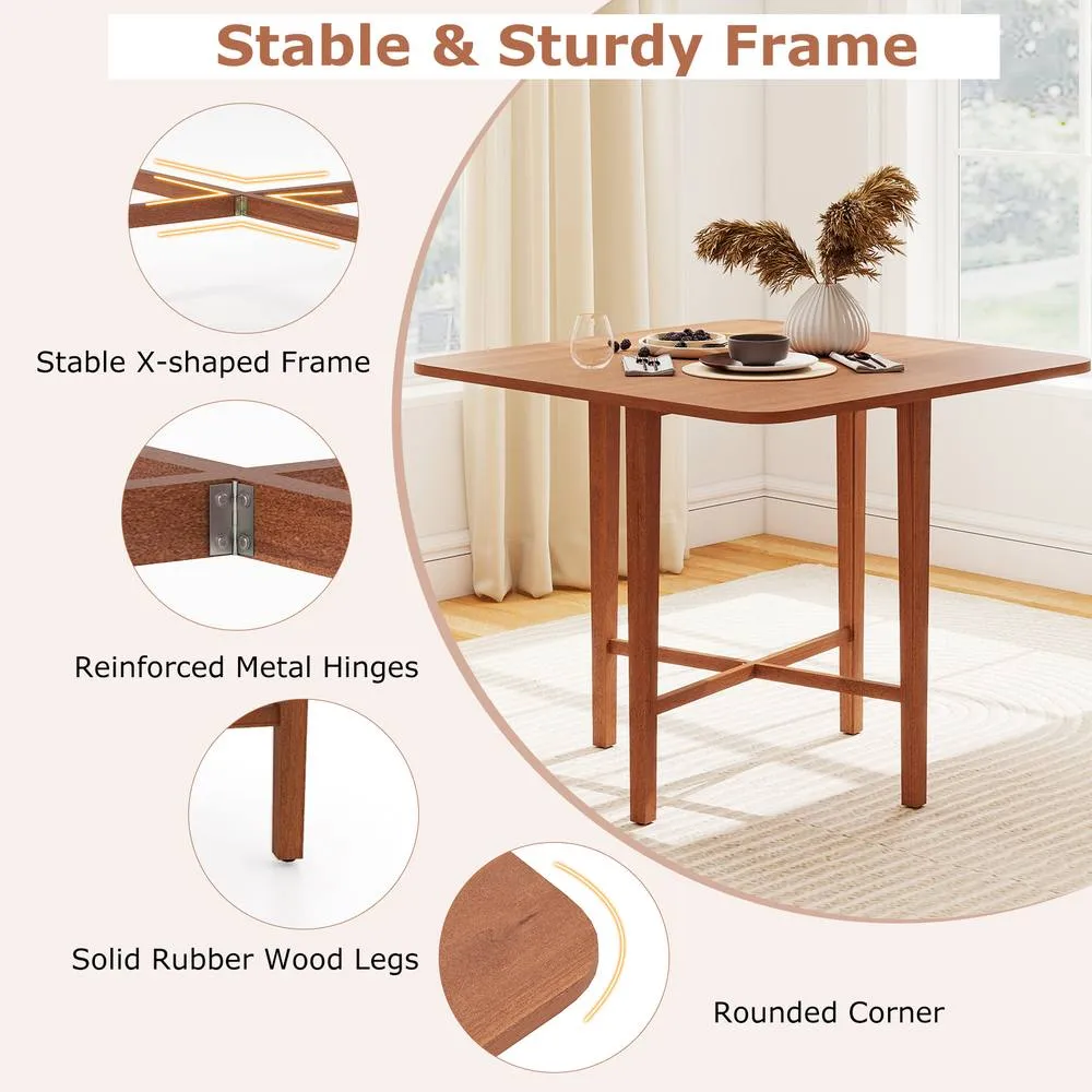 Costway Extendable Wooden Dining Table Foldable Drop Leaf Kitchen Table in Brown 5