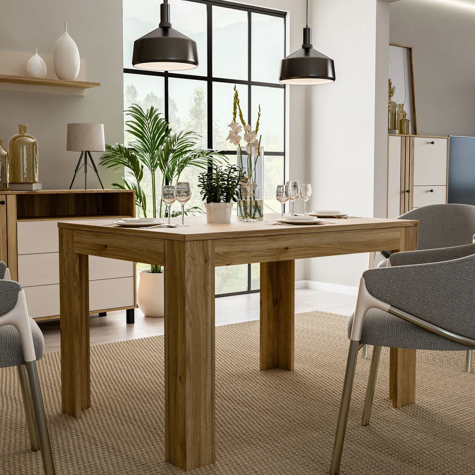 Furniture To Go Grafton Extending Dining Table in Oak in Brown 6