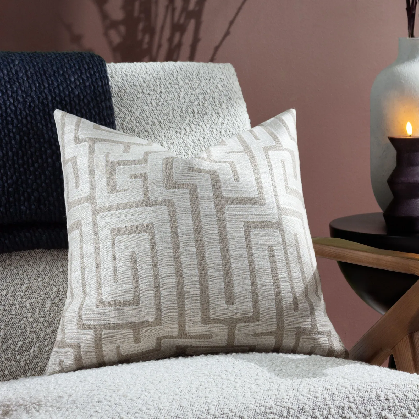 HOEM Lauder Geometric Cushion in Ecru