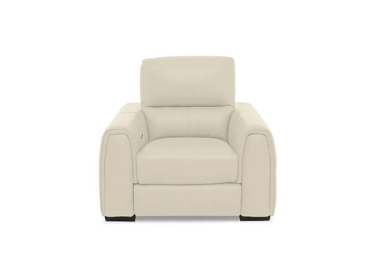 Flex Leather Power Recliner Armchair with Storage Arms - BV Bisque