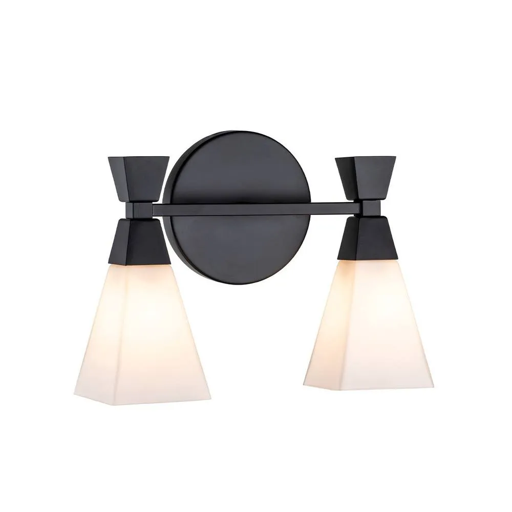 Netlighting Bowtie 2 Light Bathroom Wall Lamp Matte Black IP44
