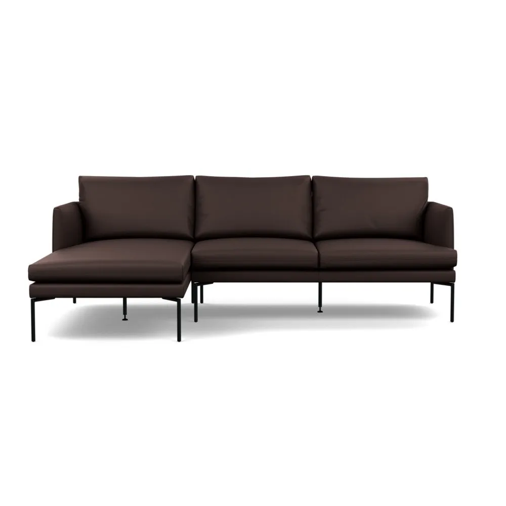 Heal's Matera Left Hand Facing Chaise Sofa Grain Leather Chocolate 066 Black Feet 1