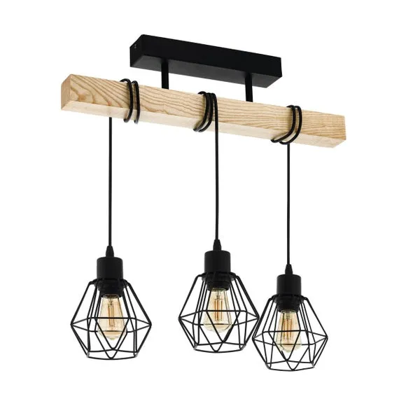 Return - EGLO Townshend 3-Light Industrial Semi Flush Ceiling Light 2