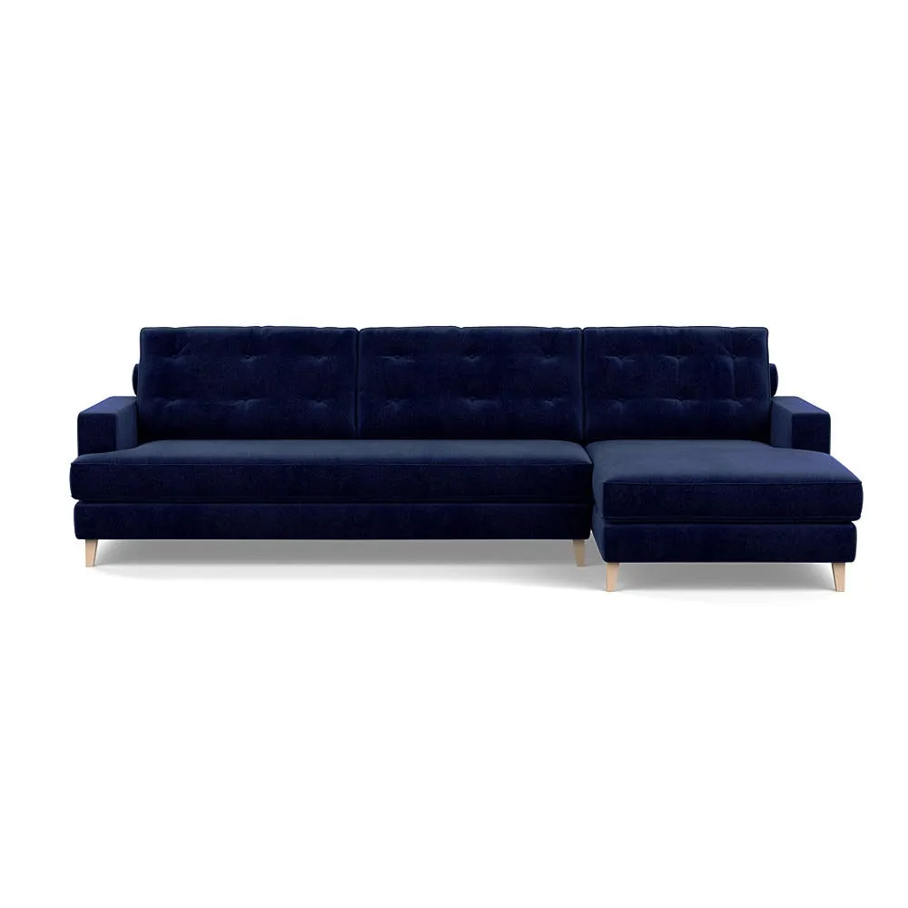 Heal's Mistral Right Hand Facing Corner Sofa Smart Luxe Velvet Midnight Natural 1