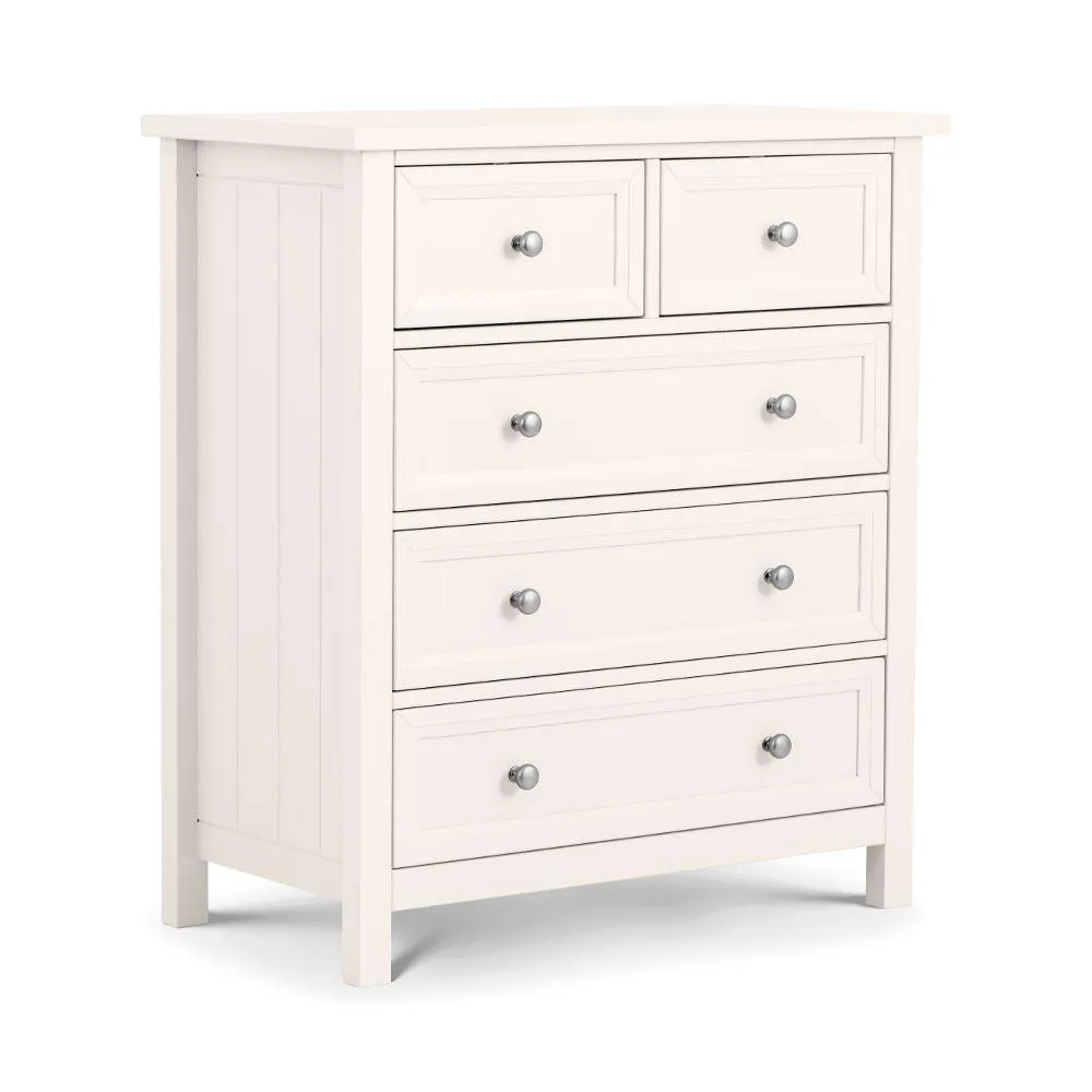 Maine - 3 + 2 Drawer Chest - White - Wooden - Happy Beds 1