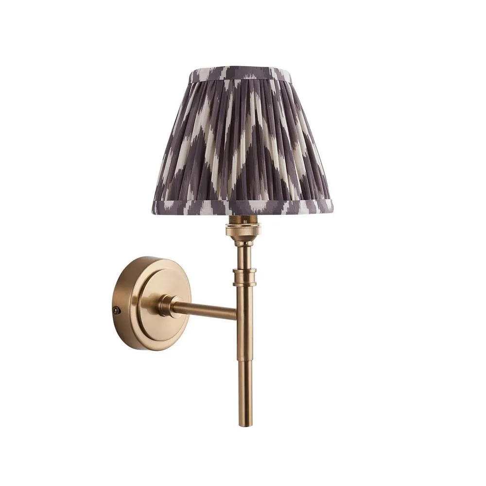 Netlighting Chester Wall Light Grey Fabric Zigzag Shade 16cm B22 in Gold 6