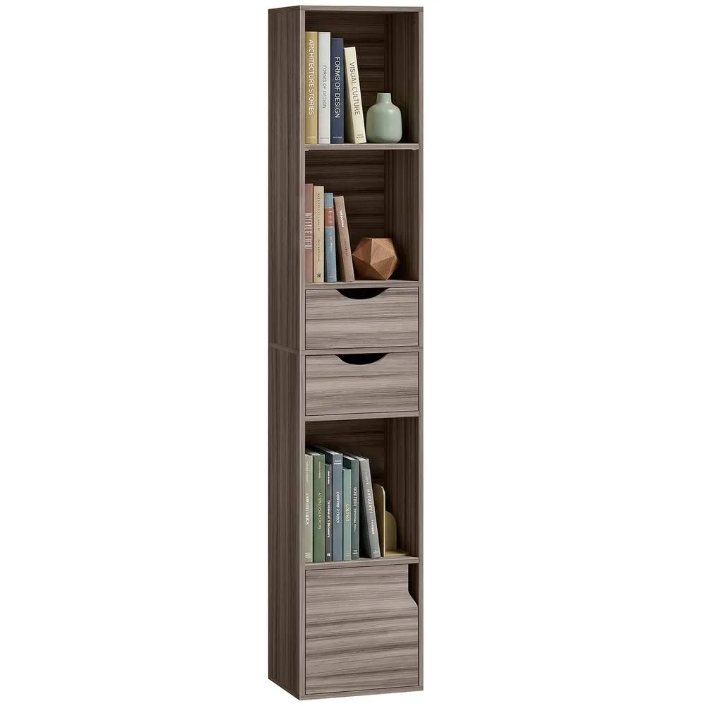 HOMCOM Bookcase with Drawers Adjustable Shelf 158 cm in Grey 2