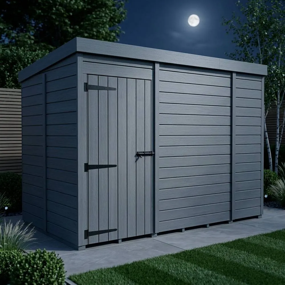 Buttercup Farm 5ft x 9ft Composite Pent Garden Shed Single Door No Windows - Grey 3