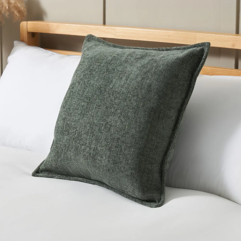 Oxford Chenille Cushion, Green 1