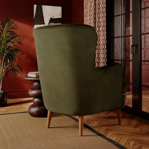 Leo Velvet High Back Winged Armchair 2