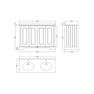 Bayswater Victrion Matt Black Traditional Freestanding Vanity Unit & Black Marble Top Basin - 1200mm 2