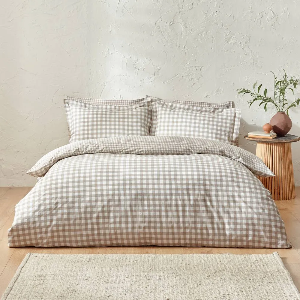 Yard Barton Gingham Check Reversible Duvet Cover Set in Natural 4