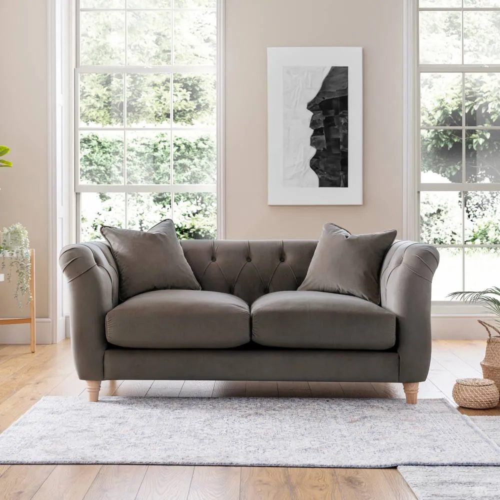 The Great Sofa Company Kensington 2-Seater Velvet Chesterfield Sofa in Grey 1