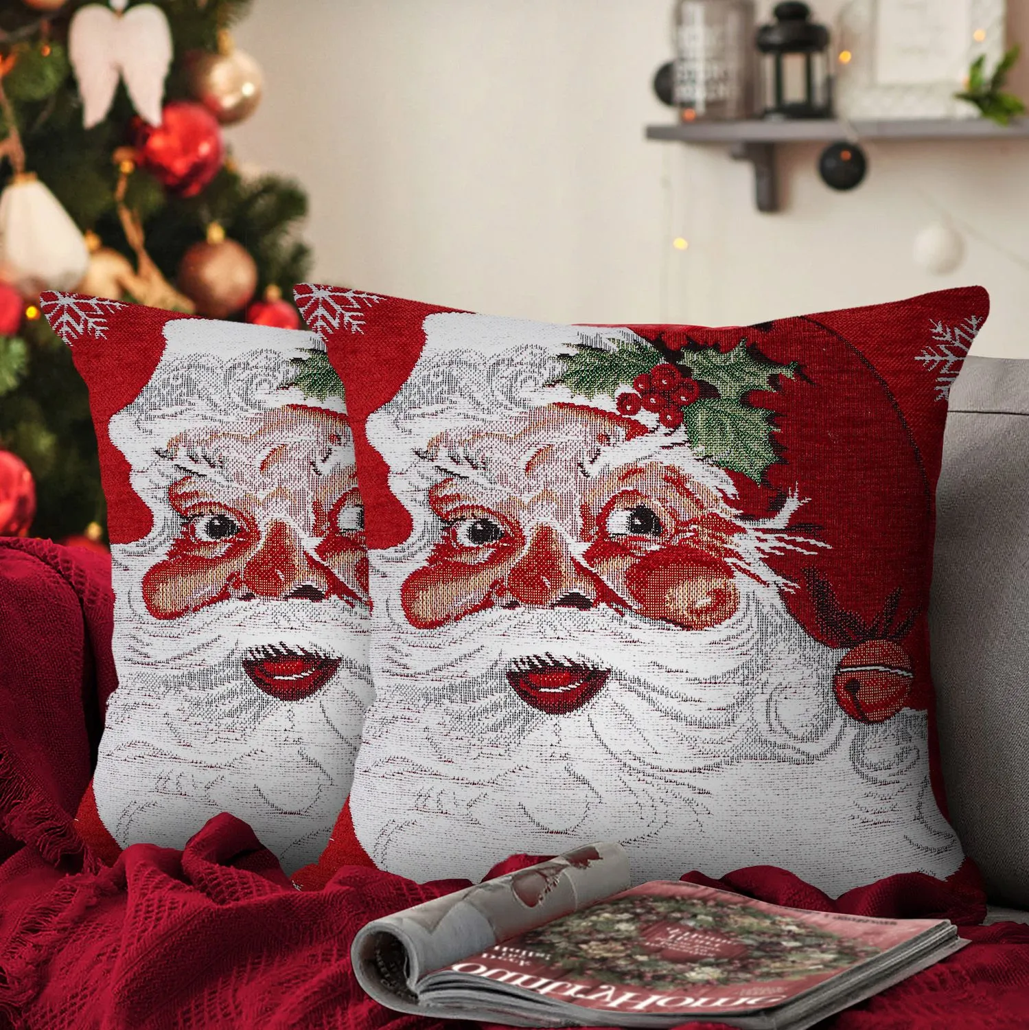 Velosso Tapestry Santa Filled Christmas Cushion
