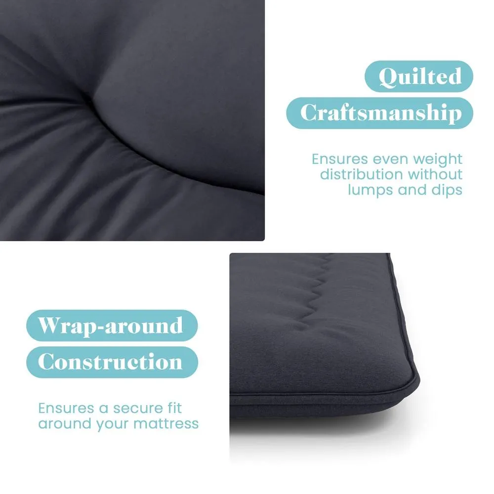 Costway King Size Japanese Floor Mattress Futon Mattress 190x135x10cm-Black in Dark Grey 6